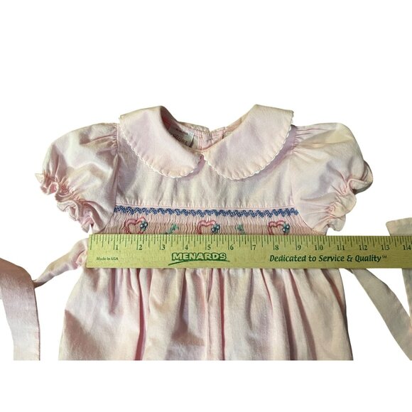 Vintage Allison Ann Smocked Sun Suit Infant Girls 24 Mo Pink - Picture 13 of 13